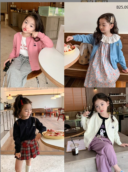 ÁO CARDIGAN CHERRY BÉ GÁI HÃNG AMBB  - Sỉ 145k