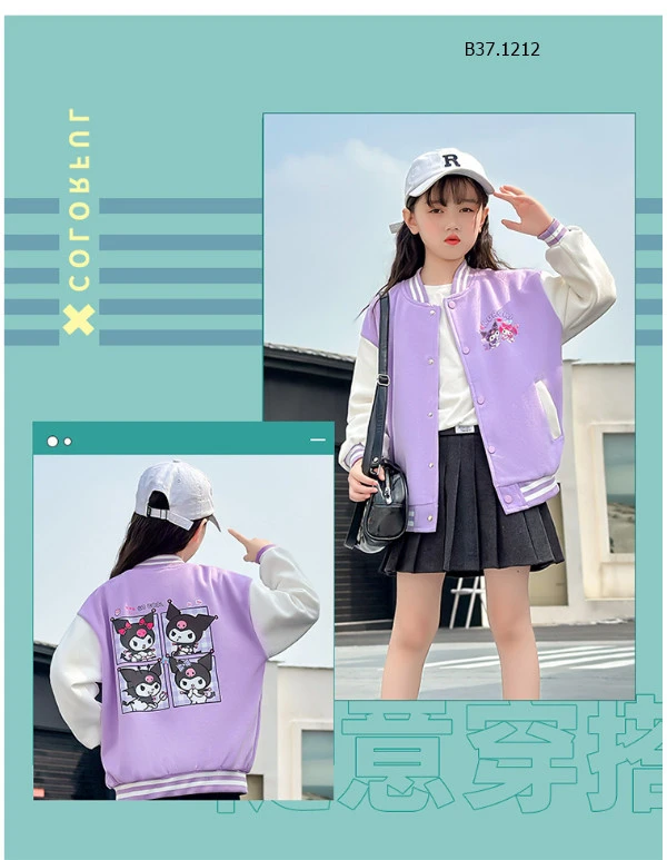 ÁO BOMBER KUROMI BÉ GÁI SIZE ĐẠI - Sỉ 150k