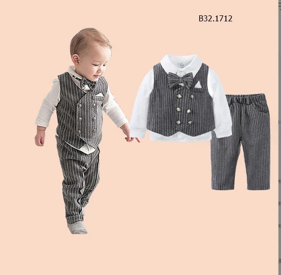 cả set 3 chi tiết bao gồm: Áo sơ mi, nơ, quần dài, co giãn thoải mái - Sỉ : sz 50-80: 202k Sz 90-110: 219k