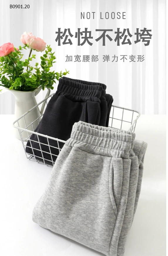 Mẫu Jogger nỉ lót lông cừu ống bo chun nhà Mamdadkids  - Sỉ 117k