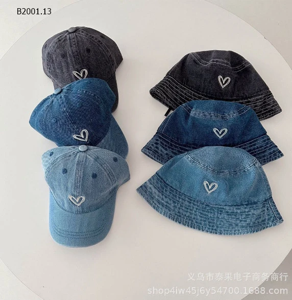 MŨ LƯỠI TRAI + MŨ BUCKET JEAN CHO BÉ- Sỉ 92k