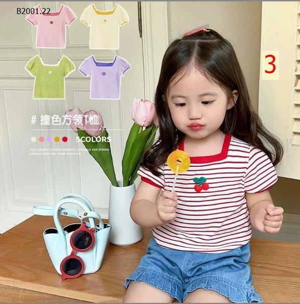 ÁO CỘC TAY CỔ VUÔNG CHO BÉ GÁI - sỉ 55k