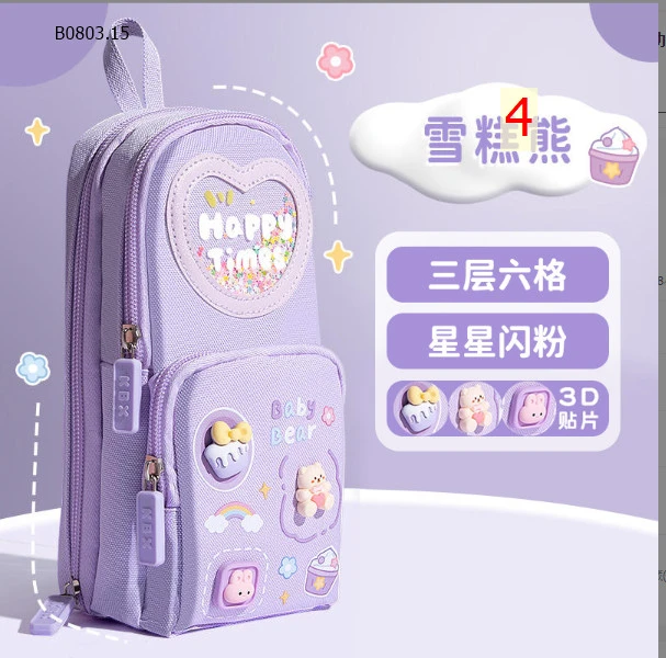  HỘP ĐỰNG BÚT CUTE KÈM STICKER - Sỉ 75k