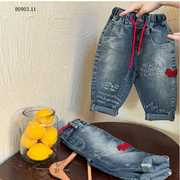 JEANS BAGGY THÊU CHỮ mmGGbaby- Sỉ 188k