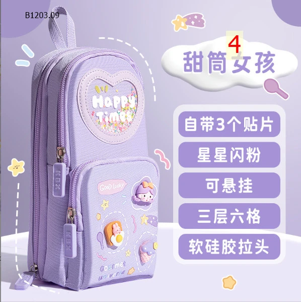 HỘP ĐỰNG BÚT CUTE KÈM STICKER- Sỉ 71k