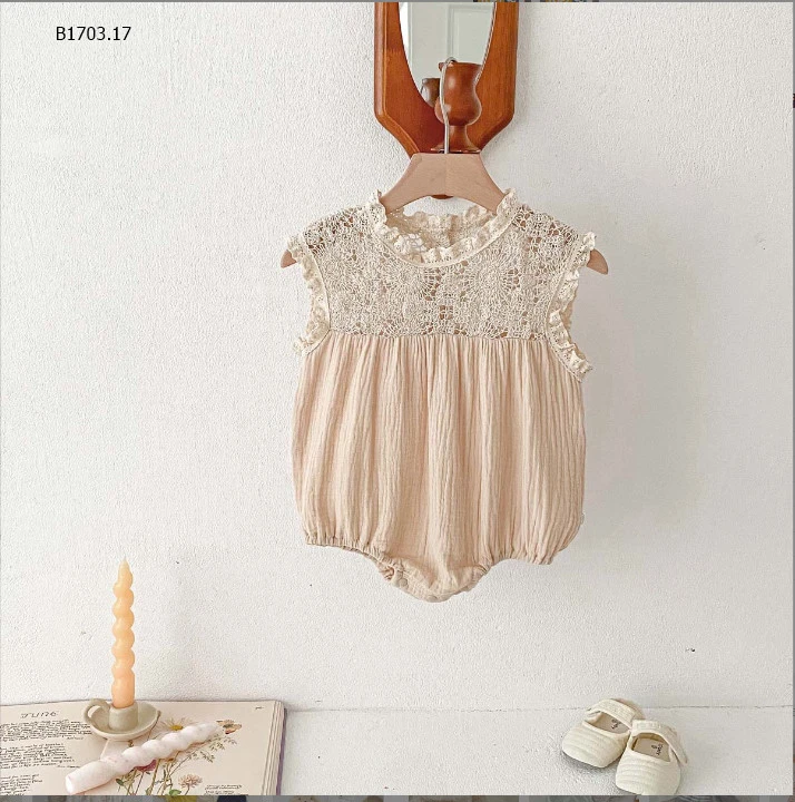 BODY VẢI XÔ ĐŨI CỔ REN-Sỉ bộ body:120k Váy: 142k (sz 90-130)