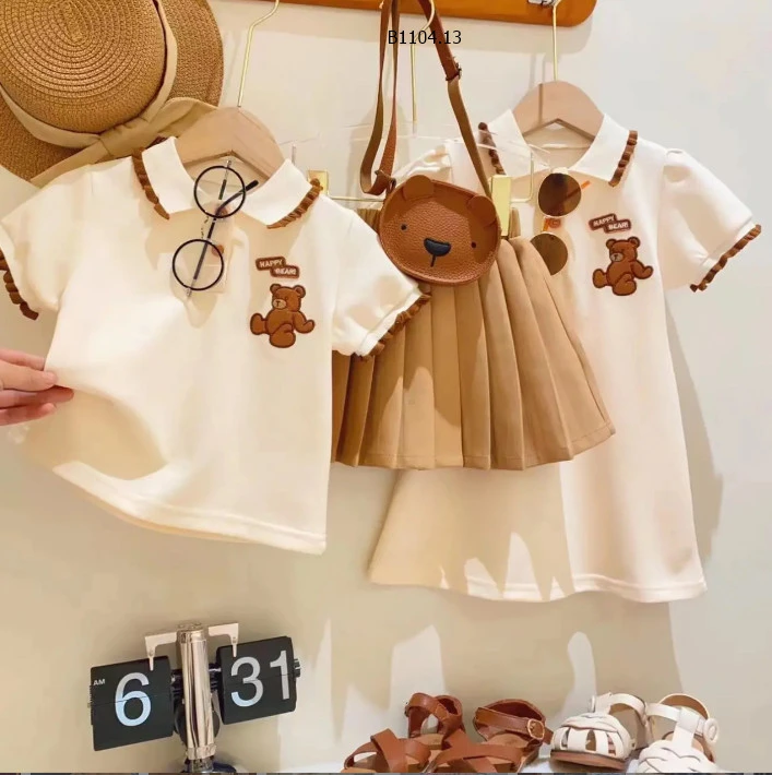 VÁY POLO VÀ SET ÁO POLO MIX CHÂN VÁY XẾP LY CHO BÉ -sỉ  Mẫu 1 : 123k/1 set           Mẫu 2 : 100k/chiếc