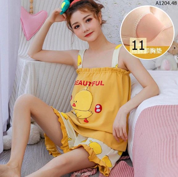 Set ngủ cotton nữ kèm bra sỉ 115k/bộ