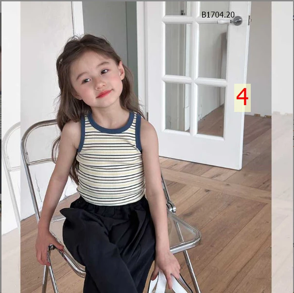 ÁO BA LỖ KẺ CHO BÉ GÁI HÃNG AMBBKIDS - Sỉ Size 90-150: 68k Size 160: 72k