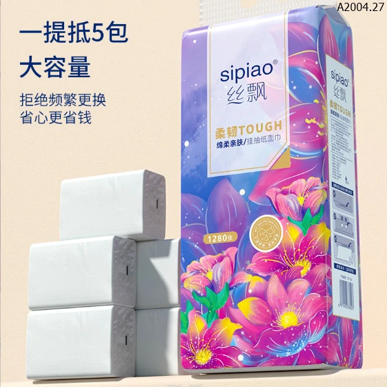 GIẤY RÚT TREO TƯỜNG SIPAO TÍM sỉ 110k/set 4 bịch