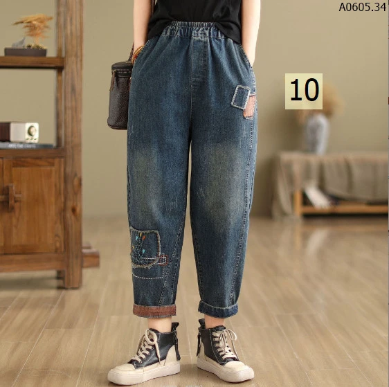 QUẦN BAGGY JEAN THÊU HOA sỉ 243k/chiếc