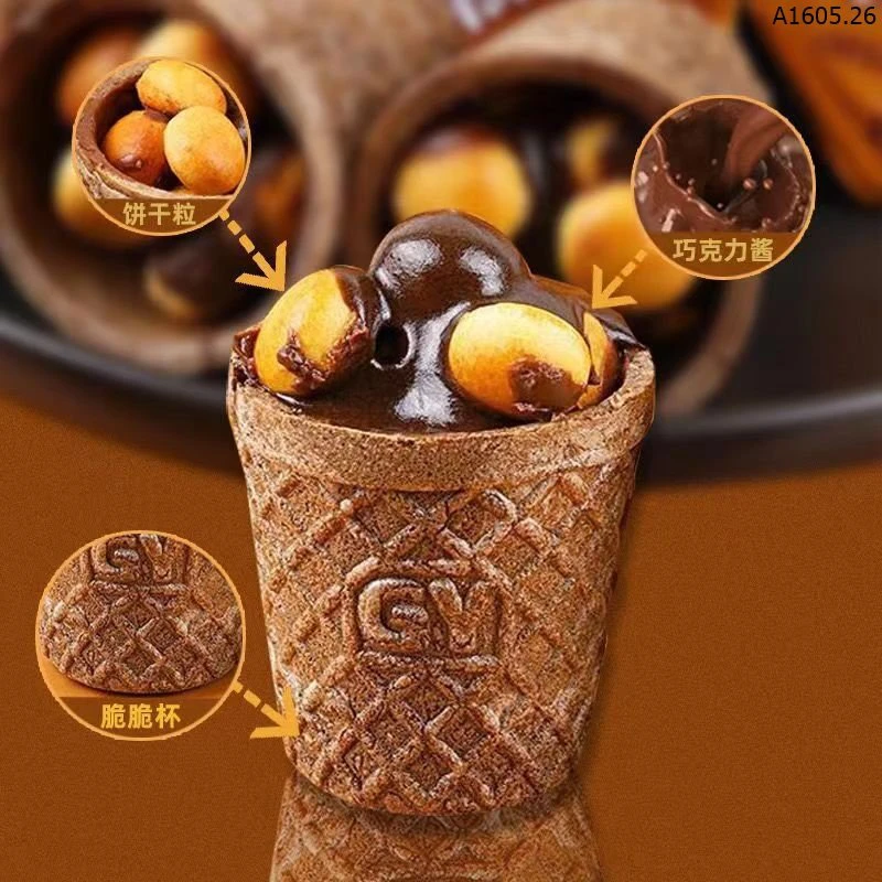 BÁNH QUY GIÒN HÌNH CỐC SOCOLA CRISP CUP sỉ 90k/hộp 40c