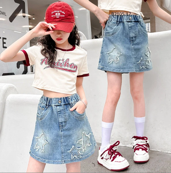 QUẦN SHORT JEAN GIẢ VÁY BÉ GÁI SIZE ĐẠI JUZITIGE-sỉ 153k/chiếc