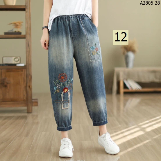 QUẦN BAGGY JEAN THÊU HOA sỉ 250k/chiếc