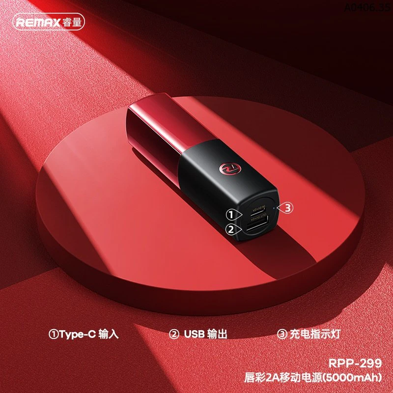 PIN SẠC DỰ PHÒNG REMAX LIP GLOSS RPP-299 5000MAH ĐẲNG CẤP sỉ 169k/chiếc