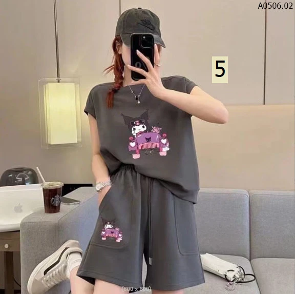 Bộ quần short áo ngắn tay in hoạt hình Kuromi sỉ 92k 