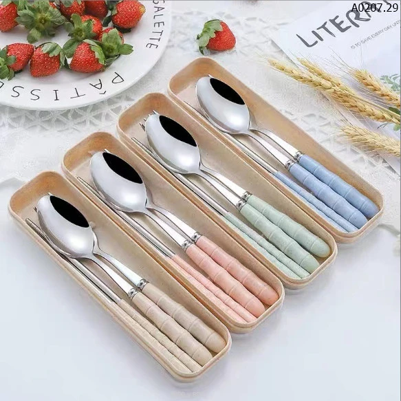 BỘ 4 MÓN: THÌA+ ĐŨA+ NĨA+ HỘP ĐỰNG sỉ 28k/set