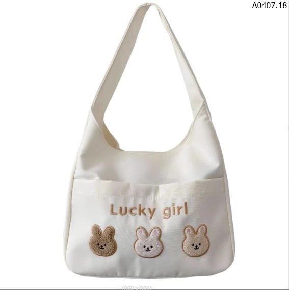 TÚI TOTE VẢI LUCKY GIRL & THỎ MIFFI sỉ 80k/chiếc