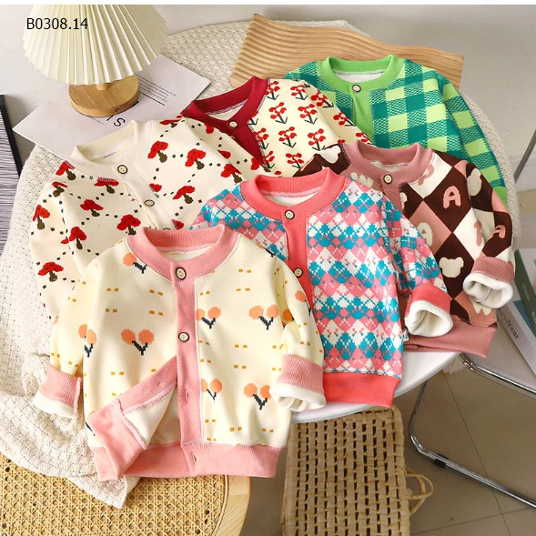 ÁO KHOÁC CARDIGAN LÓT LÔNG BÉ GÁI -sỉ 89k/chiếc 