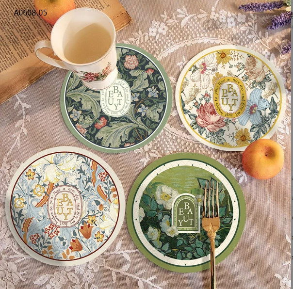 SET 4 THẢM LÓT CỐC DECOR -sỉ 55k/set 4c mix màu 