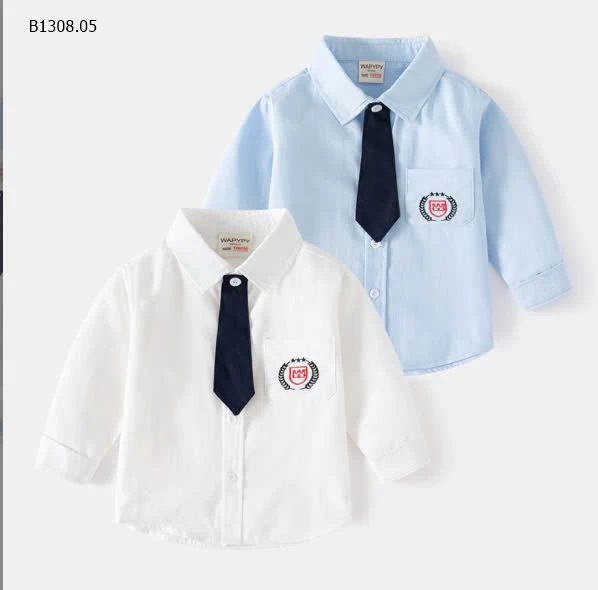 ÁO SƠ MI DÀI TAY  KÈM CÀ VẠT BÉ TRAI NHÀ WELLKIDS-sỉ 112k/chiếc 