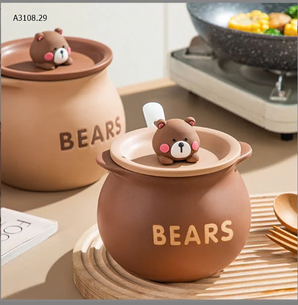 HŨ SỨ ĐỰNG DẦU MỠ BEAR-sỉ Nắp gấu : 178k                 Nắp thường : 163k