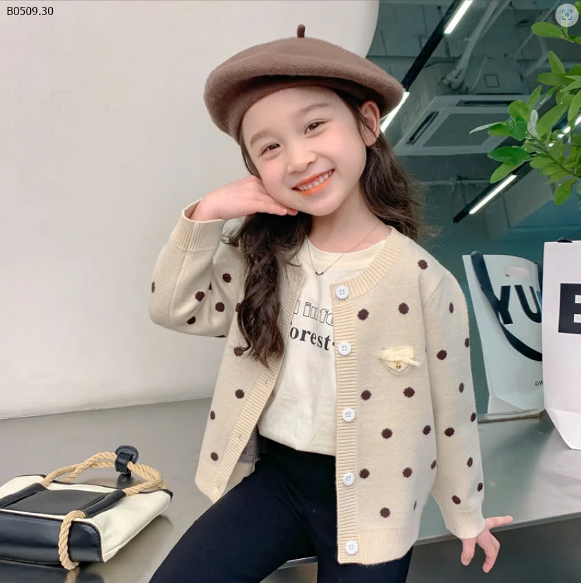 ÁO CARDIGAN LEN CHẤM BI BÉ GÁI-sỉ 128k/chiếc 