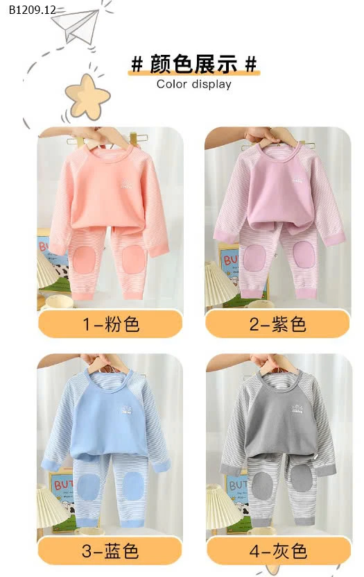 BỘ MẶC NHÀ DÀI TAY CHO BÉ-sỉ Sz 80-120 : 75k/ 1 bộ          Sz 130-170 : 90k/ 1 bộ