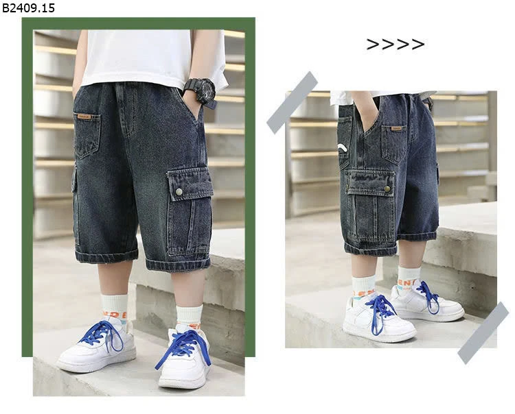 QUẦN SHORT JEAN TÚI HỘP BÉ TRAI - Sỉ 125k