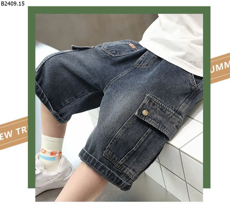 QUẦN SHORT JEAN TÚI HỘP BÉ TRAI - Sỉ 125k