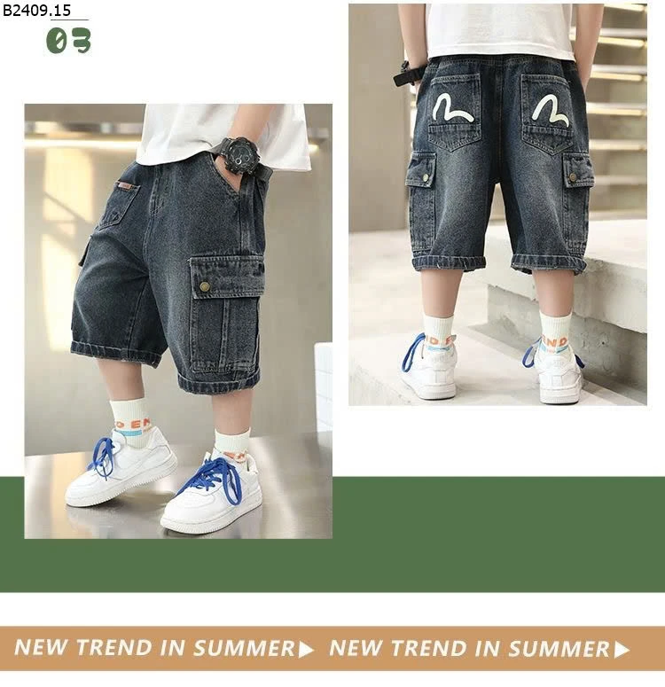 QUẦN SHORT JEAN TÚI HỘP BÉ TRAI - Sỉ 125k