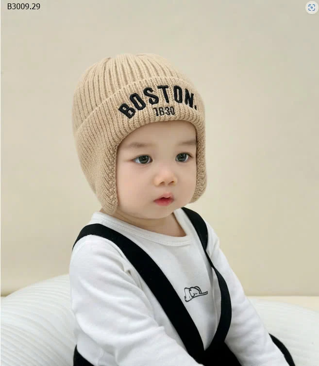 MŨ LEN BOSTON BỊT TAI CHO BÉ-sỉ 43k