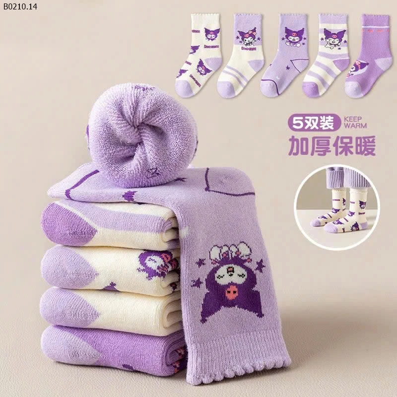 SET 5 ĐÔI TẤT KUROMI CHO BÉ - Sỉ 59k/ 1 sét 5 đôi