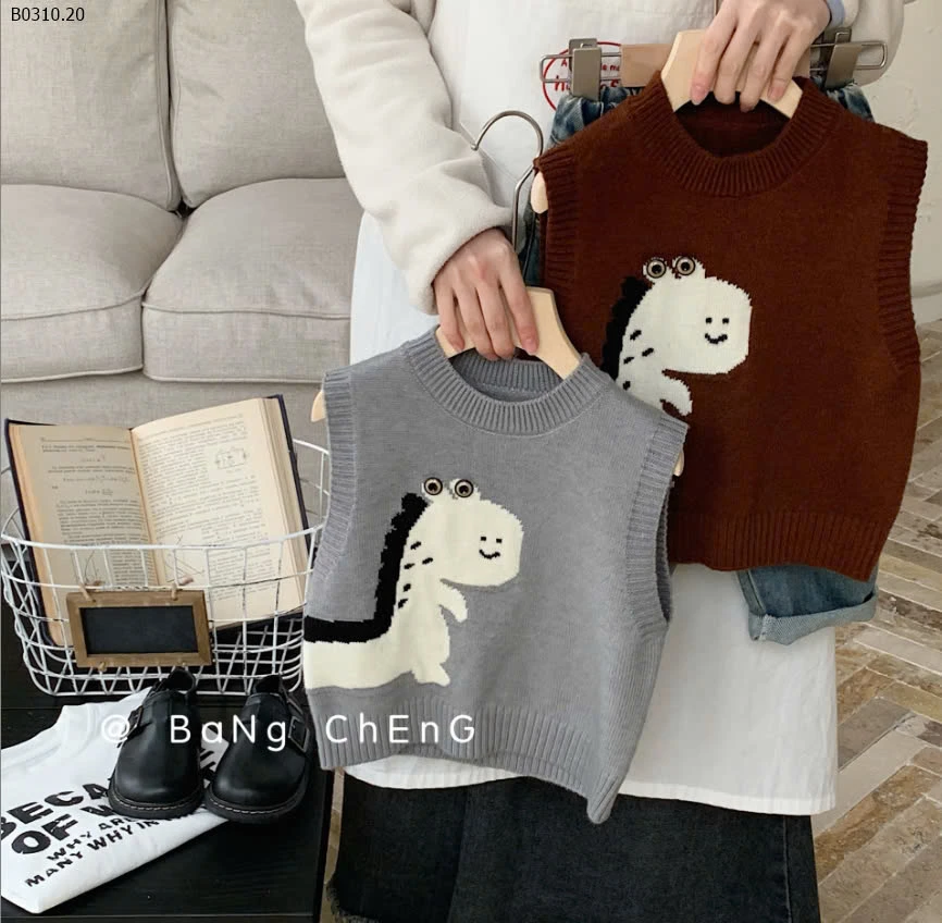 Áo gile len hình khủng long cho bé-sỉ 125k