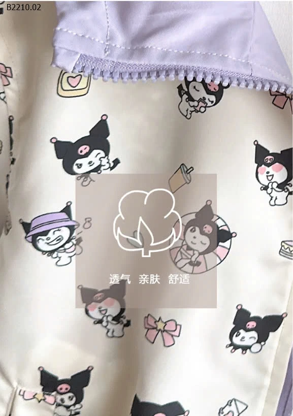 ÁO KHOÁC GIÓ 2 MẶT KUROMI, HELLO KITTY-sỉ 224k