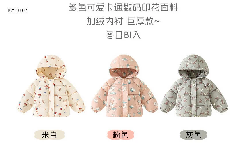 ÁO KHOÁC PHAO HỌA TIẾT SO CUTE CHO BÉ -sỉ 186k