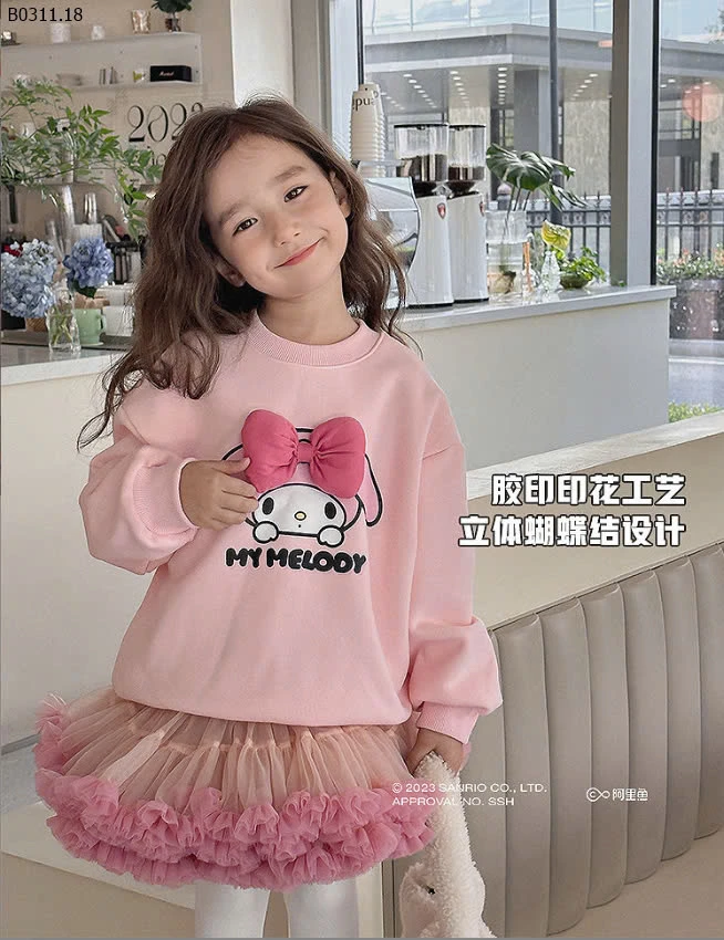 ÁO NỈ BÉ GÁI SIÊU KUTE -sỉ Sz 100-140 : 115k                  Sz 150 : 125k 