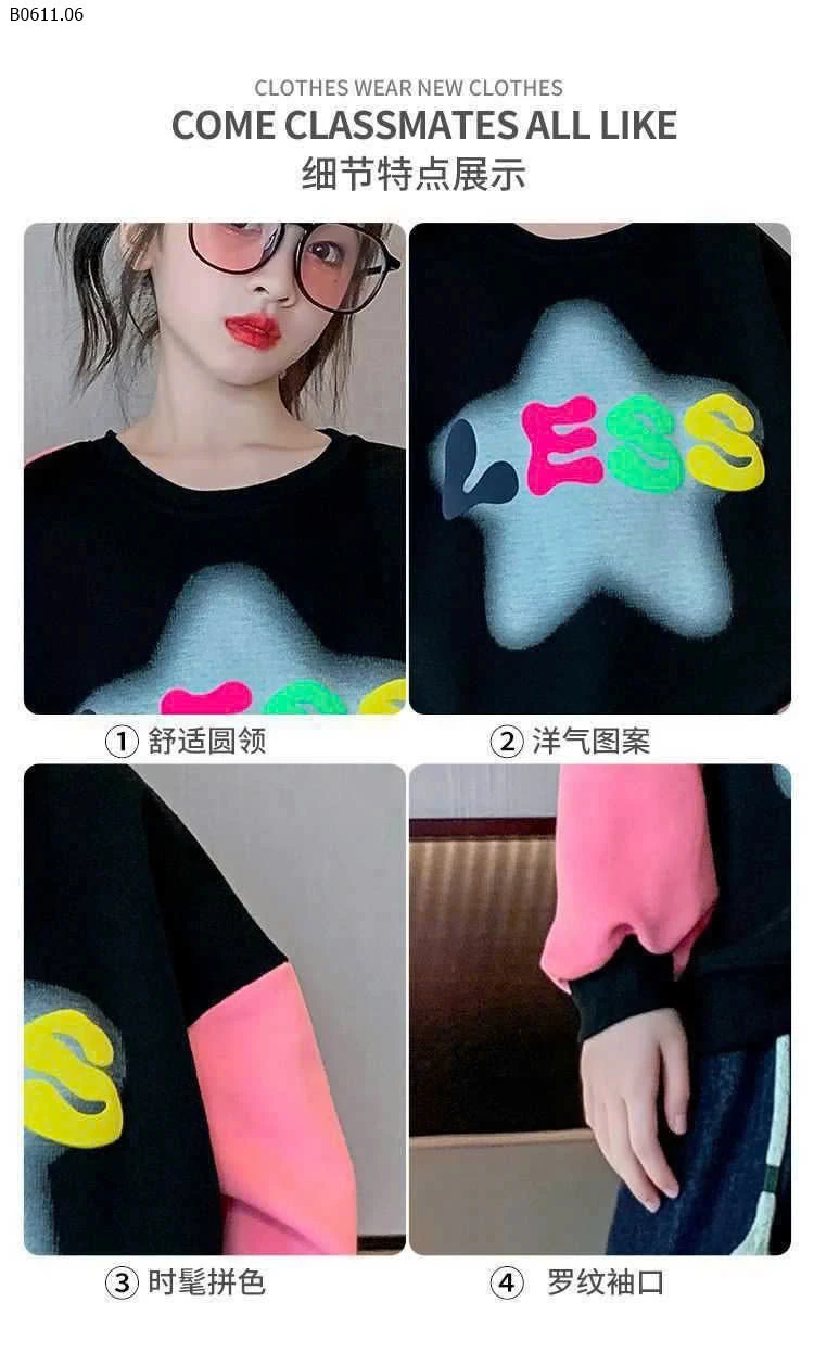 ÁO NỈ BÉ GÁI CUTE  - sỉ 115k