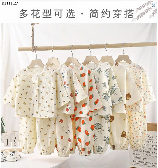 BỘ XÔ MUSLIN QUẢNG CHÂU CHO BÉ-sỉ Sz 80-110 : 97k           Sz 120-140 : 111k