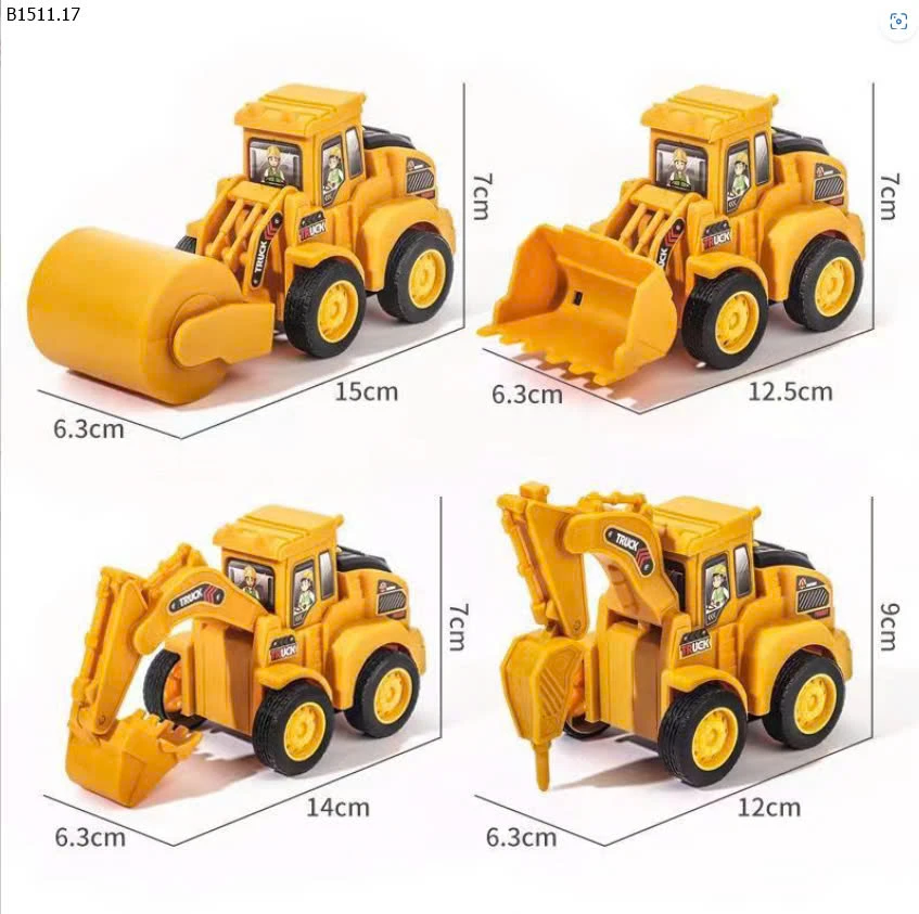 SET 4 XE CÔNG TRƯỜNG CHO BÉ -sỉ 73k/set 4 xe