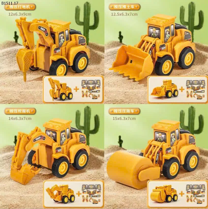 SET 4 XE CÔNG TRƯỜNG CHO BÉ -sỉ 73k/set 4 xe