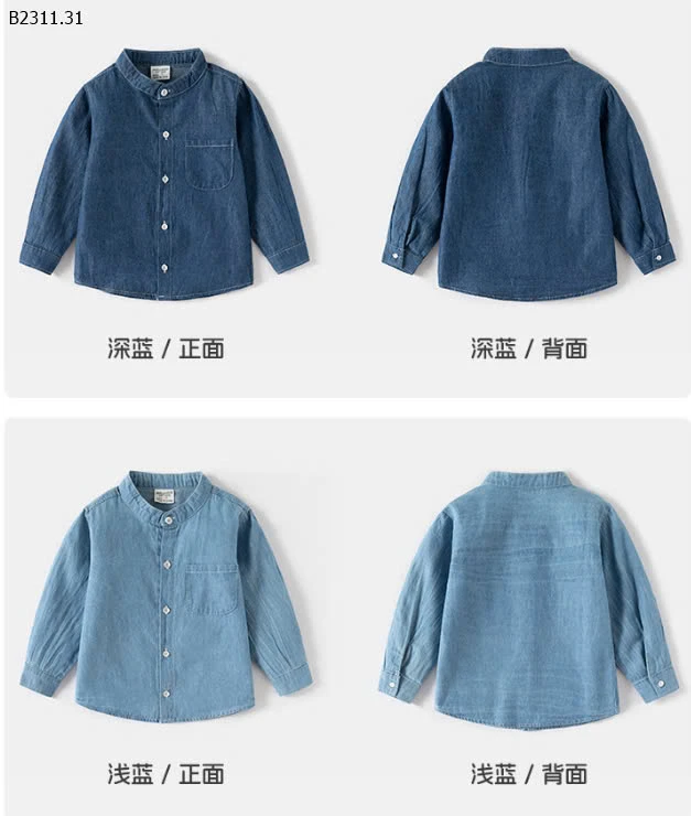 SƠ MI JEAN CỔ TÀU HÃNG WELLIKIDS-sỉ 123k