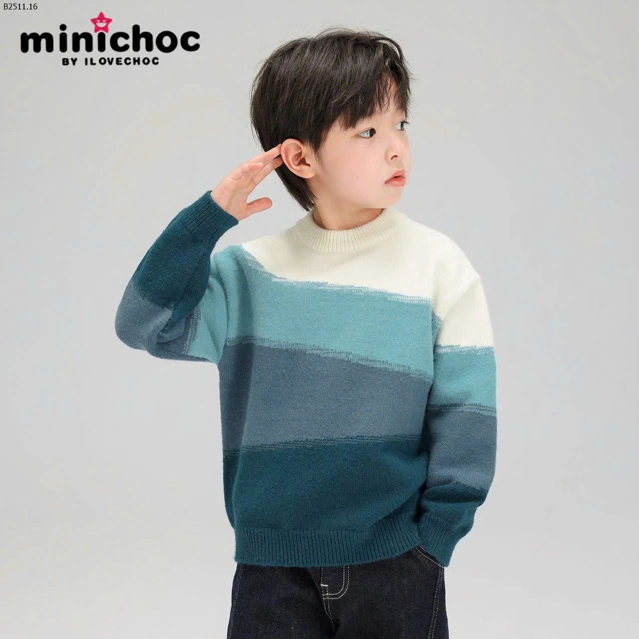 ÁO LEN BÉ TRAI chính hãng nhà Minichoc- giá sỉ như sau loại thường không lót : 220k lót nhung : 260k