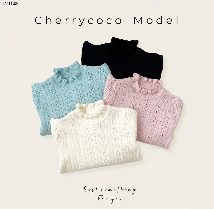 ÁO LEN CỔ VIỀN CHERRYCOCO CHO BÉ IU -sỉ 160k