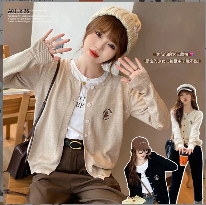   CARDIGAN THÊU GẤU NỮ - sỉ 100k