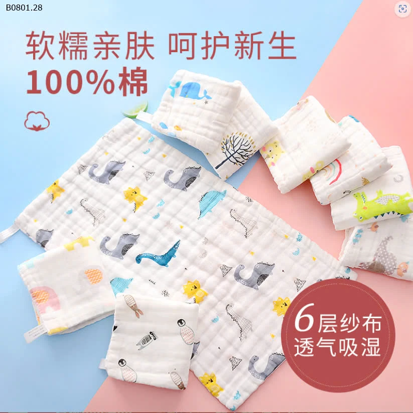 SET 10 KHĂN SỮA SỢI TRE MUSLIN -sỉ 85k/set 10c mix ngẫu nhiên