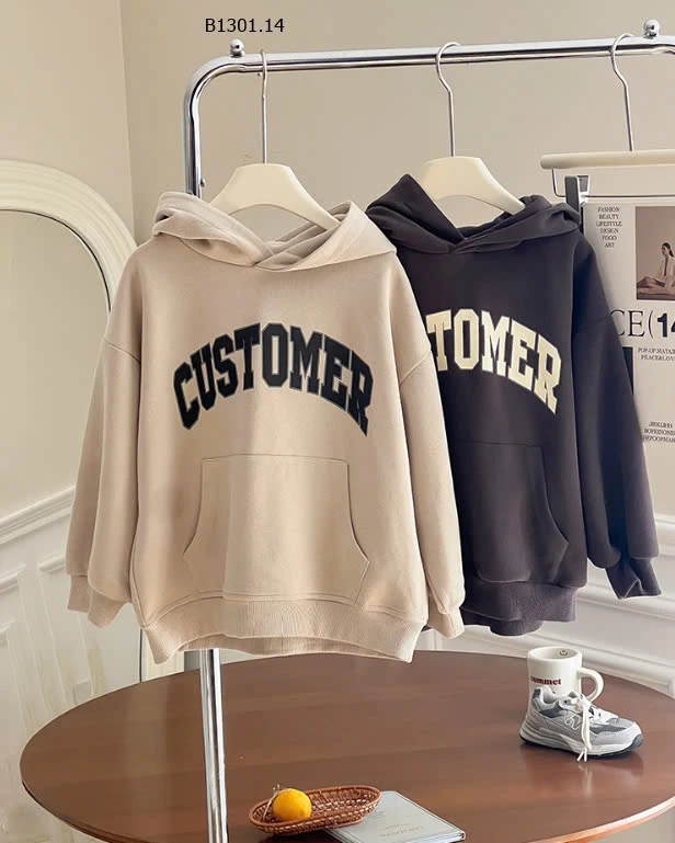 Áo hoodie lót lông chữ Customer AMBB -sỉ 183k