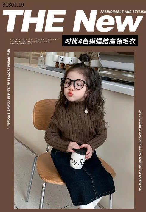 ÁO LEN CỔ BÈO CHO BÉ GÁI CUTE -sỉ 120k