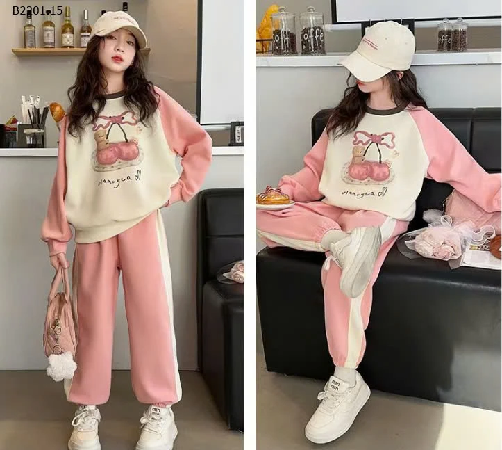 BỘ NỈ THU ĐÔNG  HÌNH GẤU CHO BÉ GÁI SIZE ĐẠI -sỉ 148k