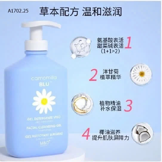 SỮA RỬA MẶT DẠNG GEL CHIẾT XUẤT HOA CÚC CHO DA NHẠY CẢM CAMOMILLA ITALIA 300ML - Si 70k/1 chai